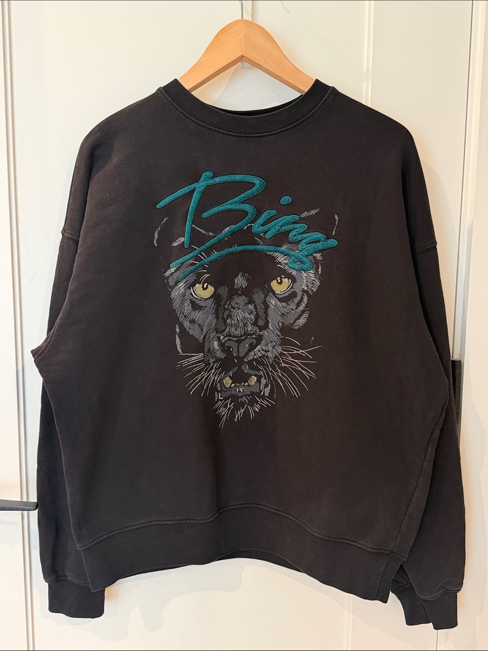 Anine Bing Black Kenny Panther Graphic Sweatshirt small - Picture 1 of 6